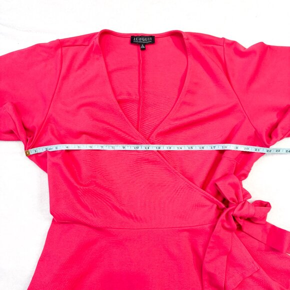 Eloquii Peplum Wrap Top Fuschia Pink Flutter Sleeves Women's Plus Size 20 - Picture 8 of 12